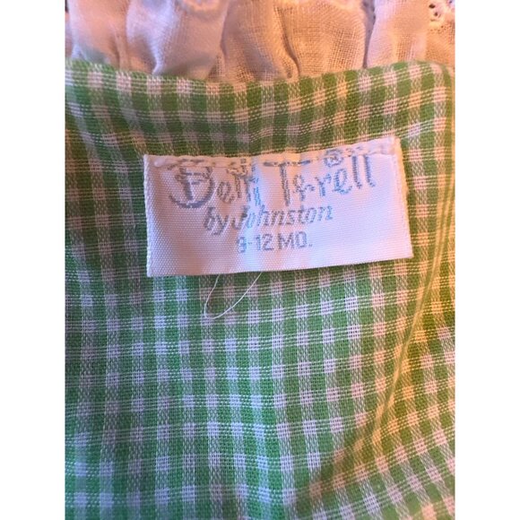Bett Trell Johnston Baby Dress Set 9-12 Mo Green Gingham & Embroidered Daisies - Picture 3 of 5
